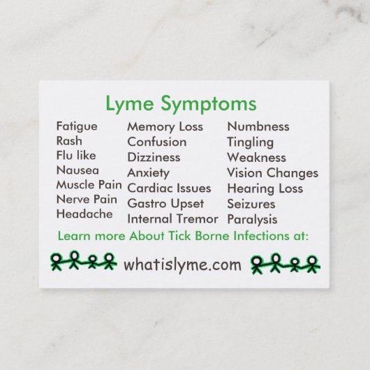Ziekte van Lyme bij Maine Informatie Kaarten Visitekaartje (Achterkant)