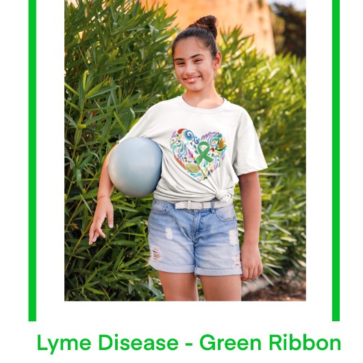 Ziekte van Lyme Hart, Groene Lintbewustzijn, Meisj T-shirt