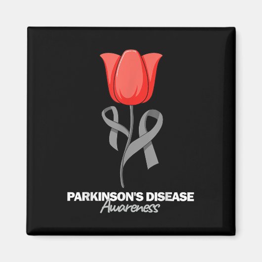 Ziekte van Parkinson Aprilmaand Rode Tulp Magneet (Voorkant)