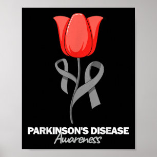 Ziekte van Parkinson Bewustzijn April Maand Rode T Poster
