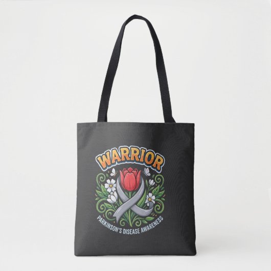Ziekte van Parkinson Bewustzijn Warrior Rode Tulp Tote Bag (Voorkant)