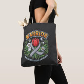 Ziekte van Parkinson Bewustzijn Warrior Rode Tulp Tote Bag (Dichtbij)