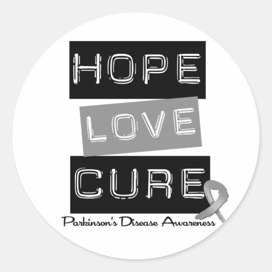 Ziekte van Parkinson Hope Love Cure Ronde Sticker (Voorkant)