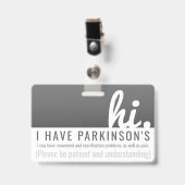 Ziekte van Parkinson Patience PVC Badge (Voorkant met clip)