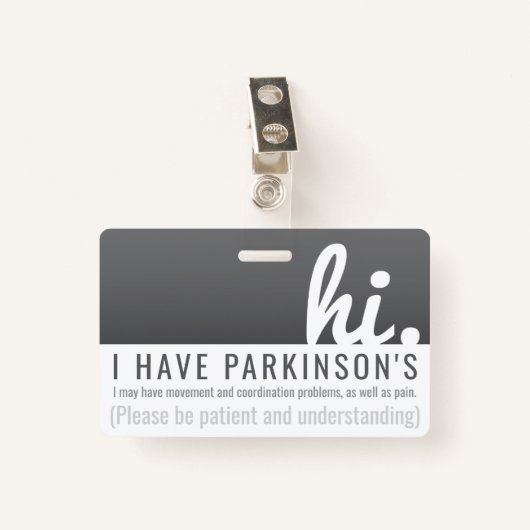 Ziekte van Parkinson Patience PVC Badge (Voorkant met clip)