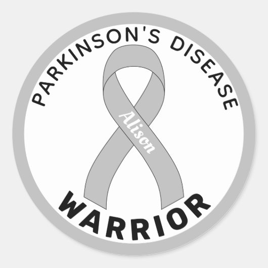 Ziekte van Parkinson Warrior Ribbon White Ronde Sticker (Voorkant)