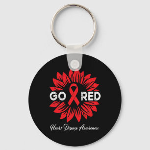 Ziekte Zonnebloem Go Red Heart Disease Awareness Sleutelhanger