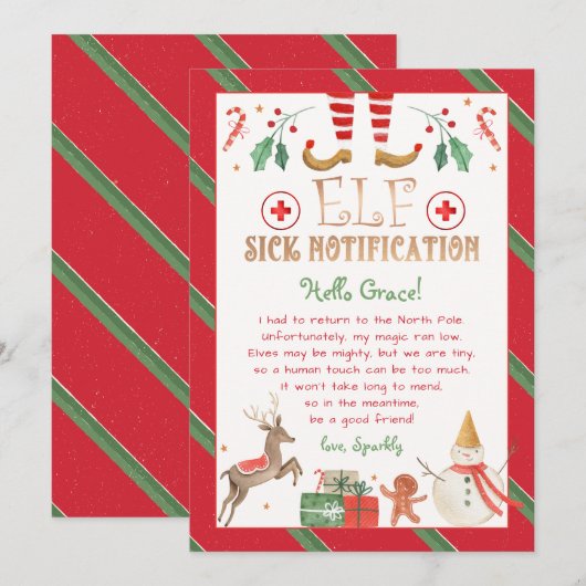 Ziektebericht van Elf Sick Notify Personalize Kaart (Voorkant / Achterkant)