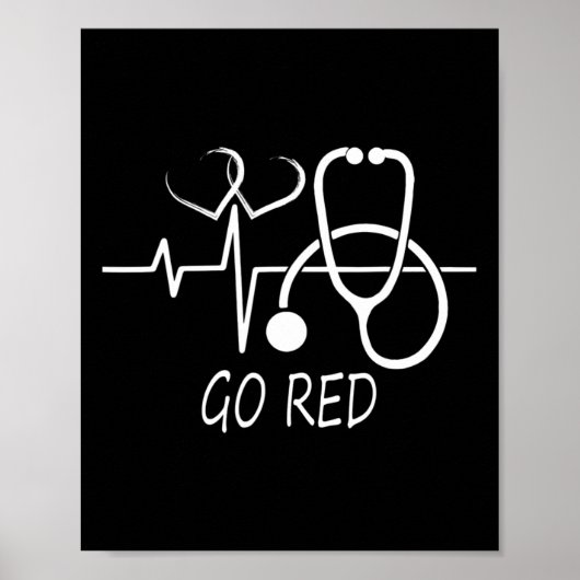 Ziektebewustzijn We Draag in februari Go Red H Poster (Voorkant)