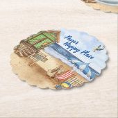 Ziektedag in het Beach Personated Round Paper Kartonnen Onderzetters (Gekanteld)