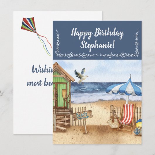 Ziektedag op de strand Aangepast Bedankkaart (Voorkant / Achterkant)