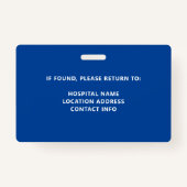 Ziektehuispersoneel Zonneblauw ID-badge Badge (Achterkant)