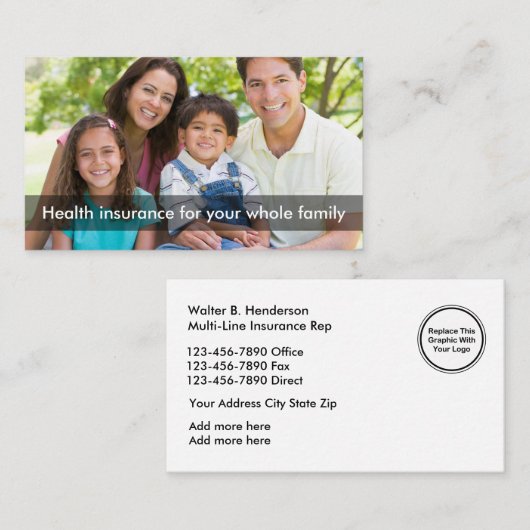 Ziekteverzekering multi-line reep visitekaartje (Voorkant / Achterkant)