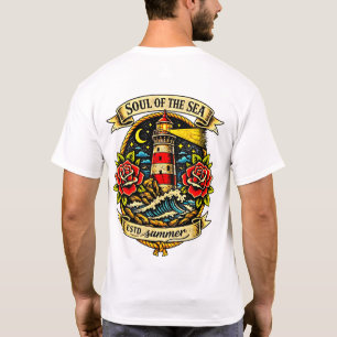 Ziel van de Oude School Zeiler Tatoeage van de Zee T-shirt