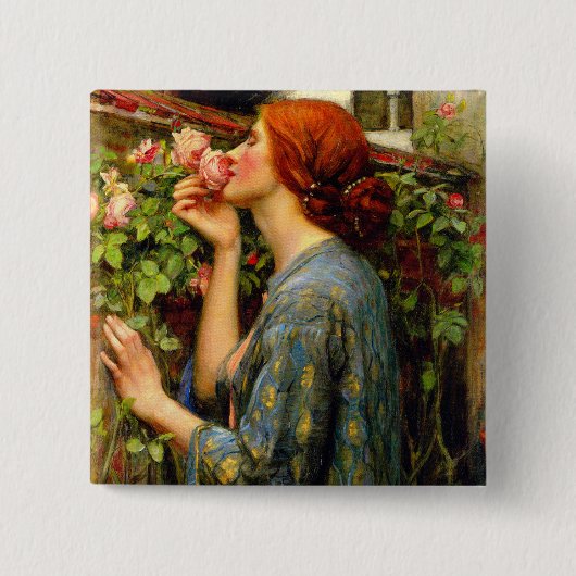 Ziel van de Roos John William Waterhouse Vierkante Button 5,1 Cm (Voorkant)