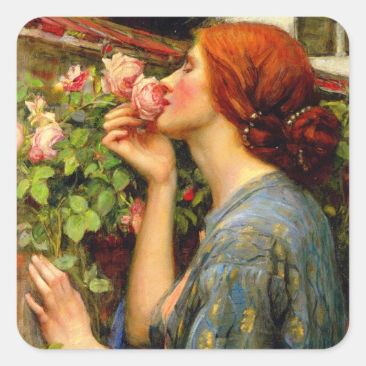 Ziel van de Roos John William Waterhouse Vierkante Sticker (Voorkant)