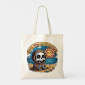 Ziel vol met zonneschijn Grim Reaper aan het stran Tote Bag (Achterkant)