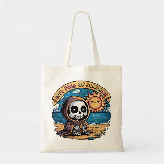 Ziel vol met zonneschijn Grim Reaper aan het stran Tote Bag (Voorkant)
