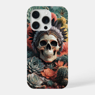 Zielenkrijger, Native American Goth Schedel iPhone 15 Pro Case