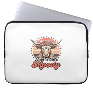 Zielige Koe Retro Zonsondergang Vintage Gravure On Laptop Sleeve