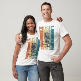 ZIELIGE STEM VINTAGE MUZIEKONTWERP T-SHIRT