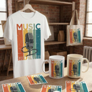 ZIELIGE STEM VINTAGE MUZIEKONTWERP T-SHIRT