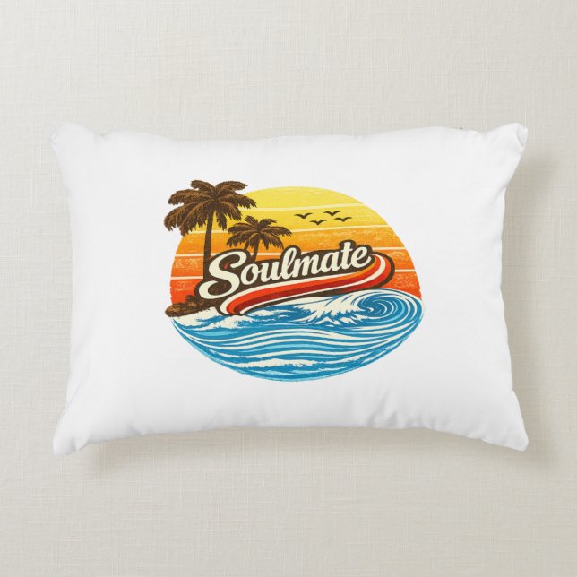 Zielspartner Retro Zonsondergang Design Accent Kussen (Voorkant)