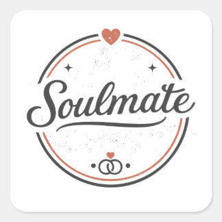 Zielsverwant Retro Liefde Minimaal(Licht) Koppel M Vierkante Sticker