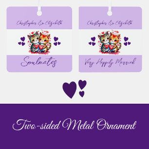 Zielsverwanten cute katten gelukkig getrouwd paars metalen ornament