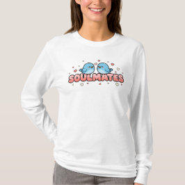Zielsverwanten: Kawaii Blauwe Vogels Pastel Liefde T-shirt