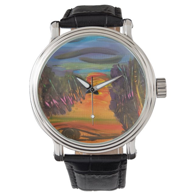 Zielvolle Horizon Handgeschilderd Ontwerp  Horloge (Voorkant)