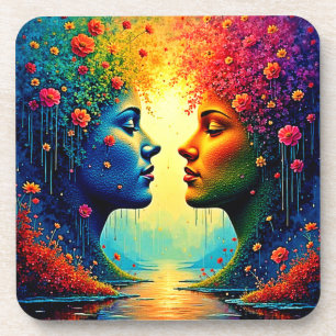 Zielvolle Regenboog Verbinding Ontwerp Bier Onderzetter