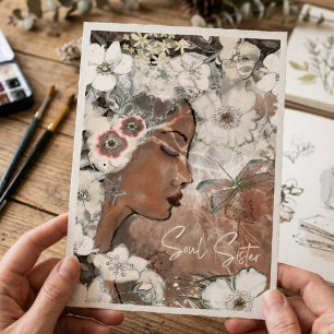 Zielzus Boho Bloem Platte Wenskaart Feestdagenkaart