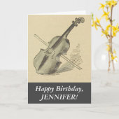zien Violin, gelukkig Wenskaart op de verjaardag Kaart (Gele Bloem)