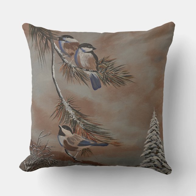Zierkissen Wintervögel Kussen (Voorkant)