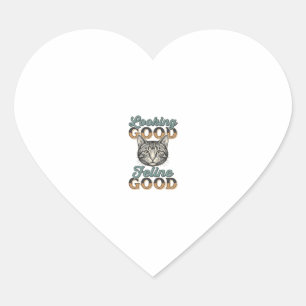 Ziet er goed uit Feline Goed Vintage Kattendesign_ Hart Sticker