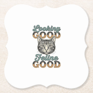 Ziet er goed uit Feline Goed Vintage Kattendesign_ Kartonnen Onderzetters