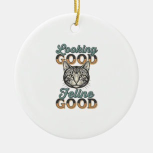 Ziet er goed uit Feline Goed Vintage Kattendesign_ Keramisch Ornament