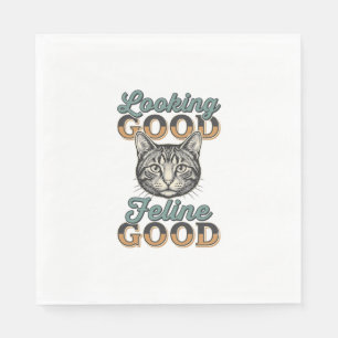 Ziet er goed uit Feline Goed Vintage Kattendesign_ Servet