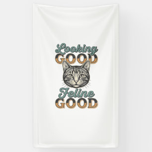 Ziet er goed uit Feline Goed Vintage Kattendesign_ Spandoek