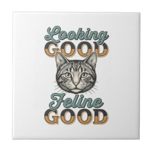 Ziet er goed uit Feline Goed Vintage Kattendesign_ Tegeltje