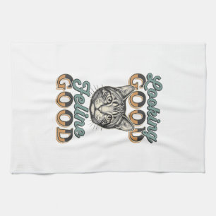 Ziet er goed uit Feline Goed Vintage Kattendesign_ Theedoek