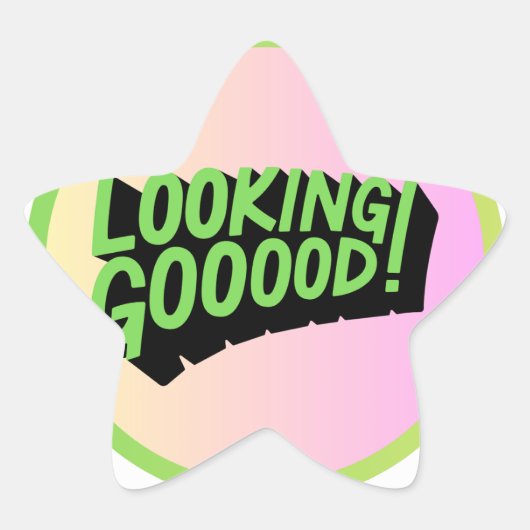 Ziet er Goed uit! Grappige Retro Groene Typografie Ster Sticker (Voorkant)