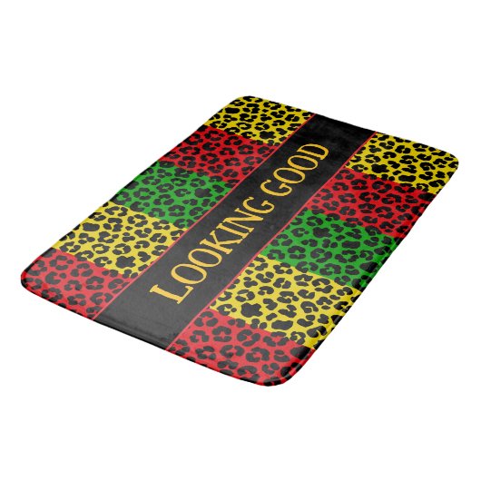Ziet er goed uit Rasta Leopard Print Badmat (Gekanteld)