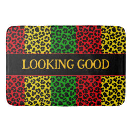 Ziet er goed uit Rasta Leopard Print Badmat