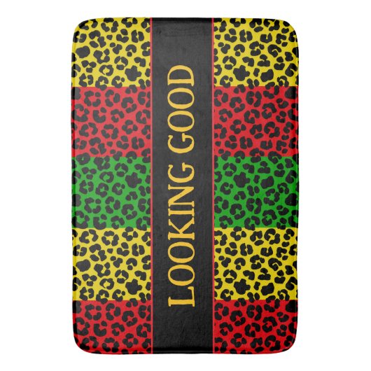 Ziet er goed uit Rasta Leopard Print Badmat (Voorkant Verticaal)