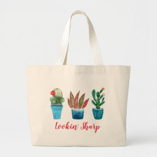 Ziet er scherp modieuze cactus Planten uit   Bloem Grote Tote Bag