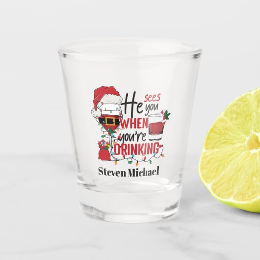 ziet u drink Kerstmispartij naam toevoegen Shot Glas (Voorkant)