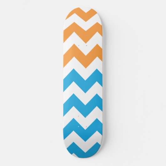 Zig Zag Aqua-Oranje Persoonlijk Skateboard (Voorkant)