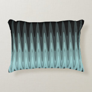 Zig Zag Black Blauwgroen grijs patroon Accent Kussen